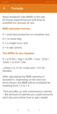 Calories Intake Calculator android App screenshot 0